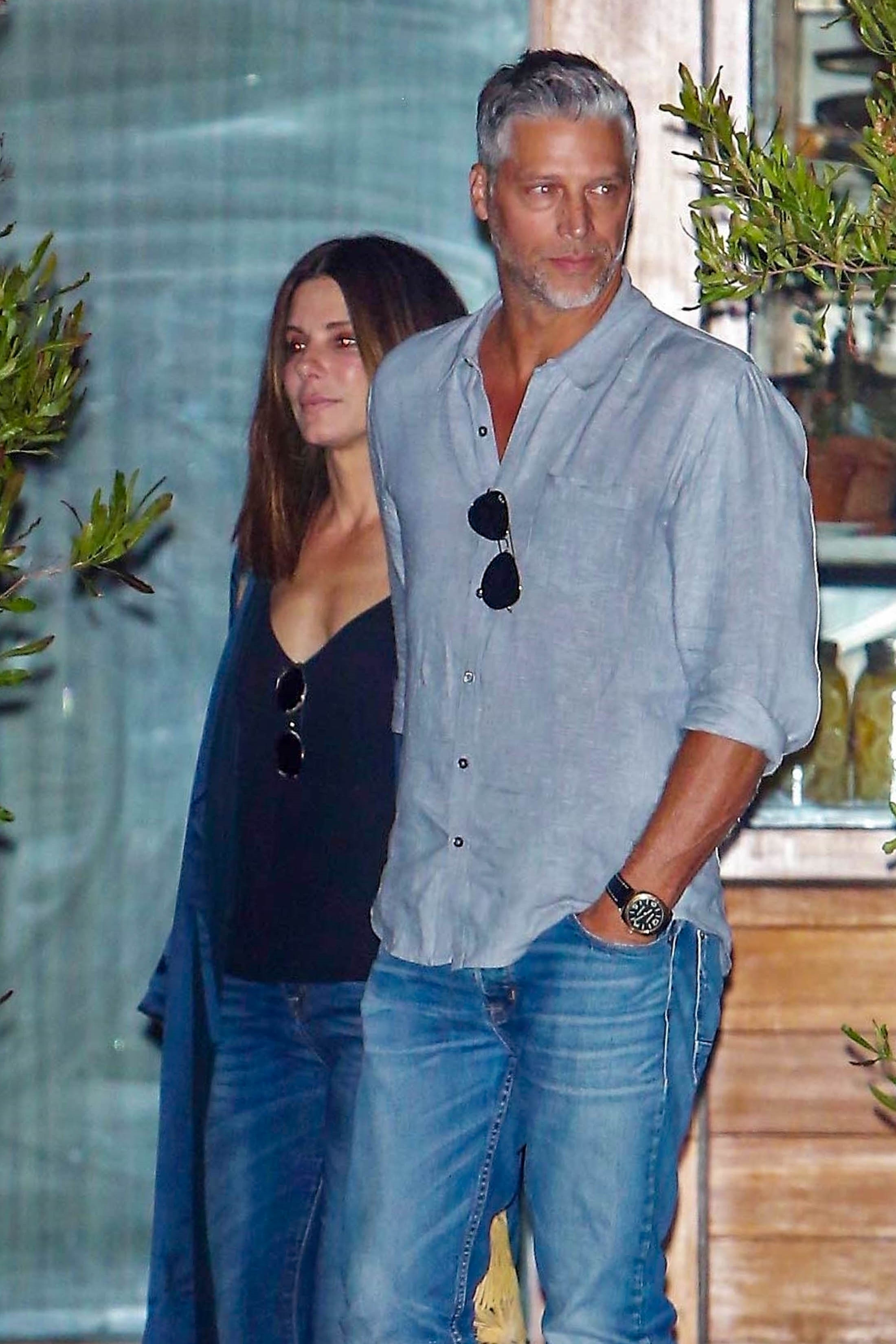 Sandra Bullock and Bryan Randall leaving Malibu Soho House.