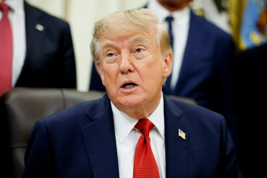 US President Donald J. Trump makes an announcement on healthcare in the Oval Office.