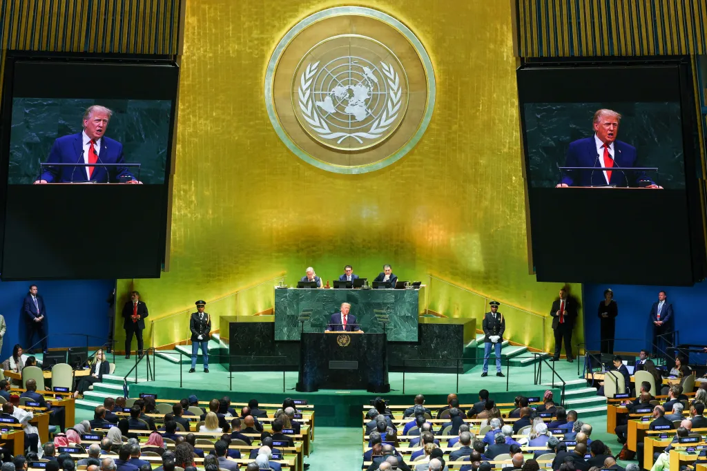 U.S. President Donald Trump addresses the 81st United Nations General Assembly at UN headquarters in New York City.