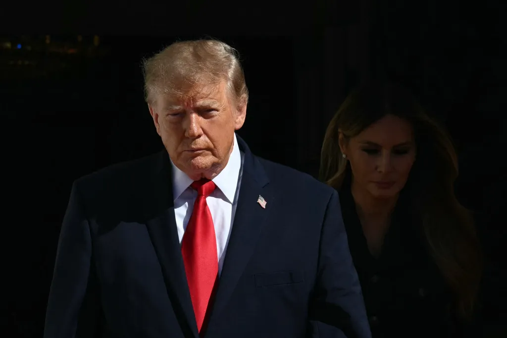 US President Donald Trump and First Lady Melania Trump appear in a formal setting.