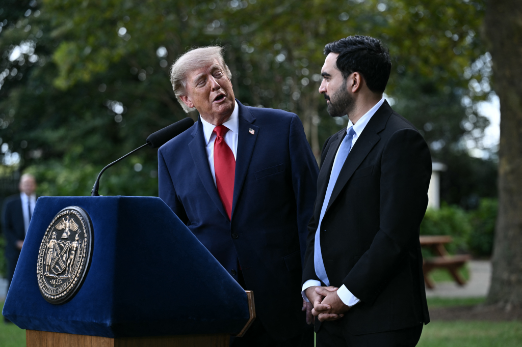 President Trump speaks with New York City Mayor Mamdani during a press conference at Gracie Mansion in New York, on Sept. 21, 2026.