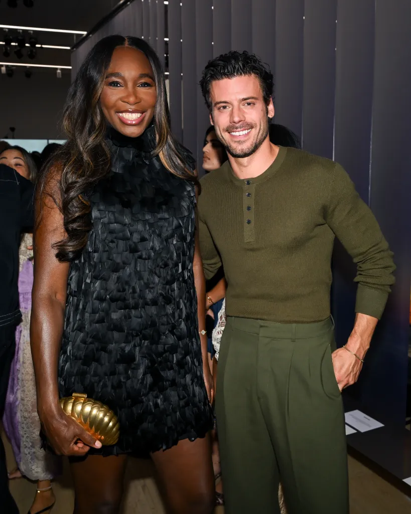 Venus Williams and François Arnaud posing together indoors.