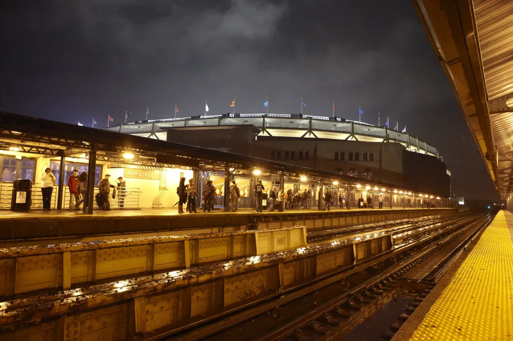 A view of the 161st station of the MTA New York City Subway 4 Train outside Yankee Stadium during Game 6 of the ALCS between the New York Yankees and the Los Angeles Angels of Anaheim on Sunday, Oct. 25, 2009, in the Bronx, NY.