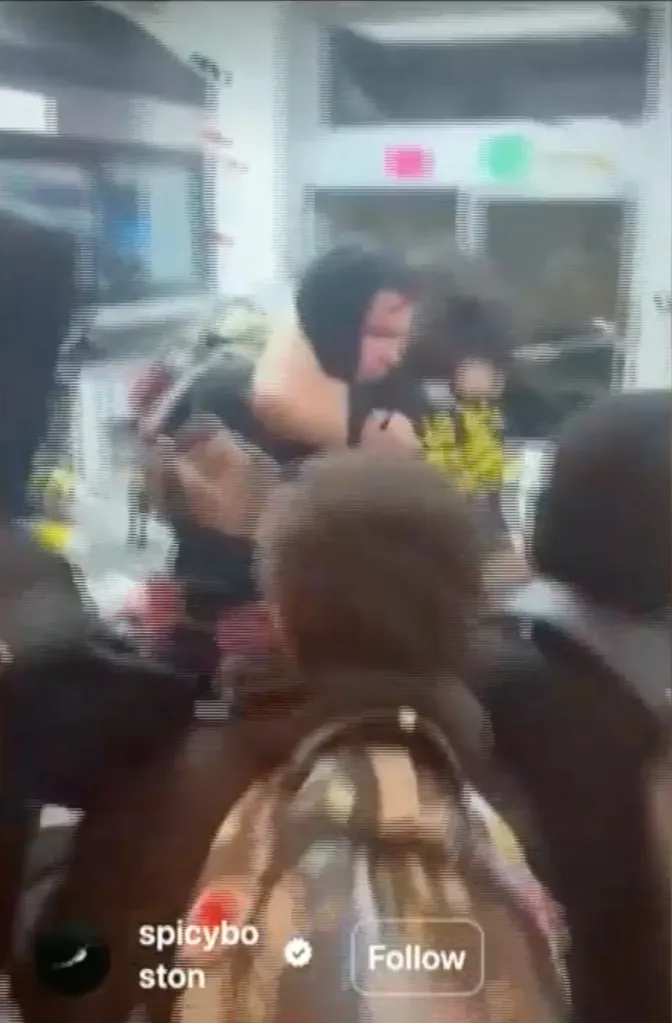 Disturbing video shot on a cellphone from inside the McDonald’s shows the massive group causing mayhem before two of the teens are seen viciously attacking one of the workers.