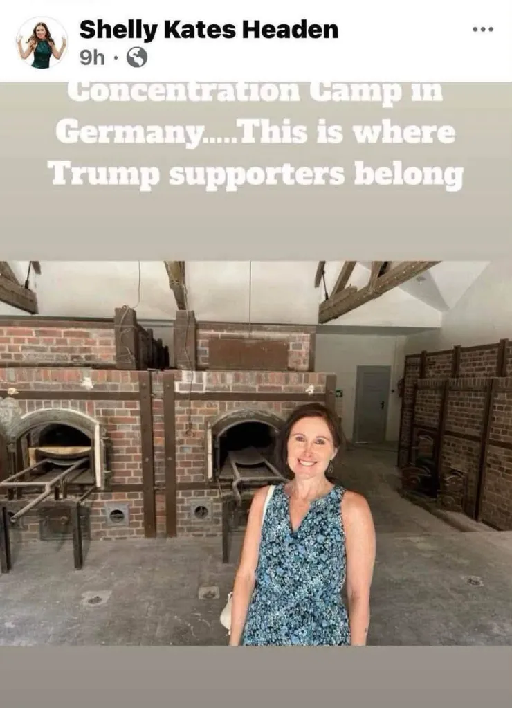 A social media post from North Carolina Legislature candidate Shelly Headen calling for Trump supporters to go to Nazi concentration camps.