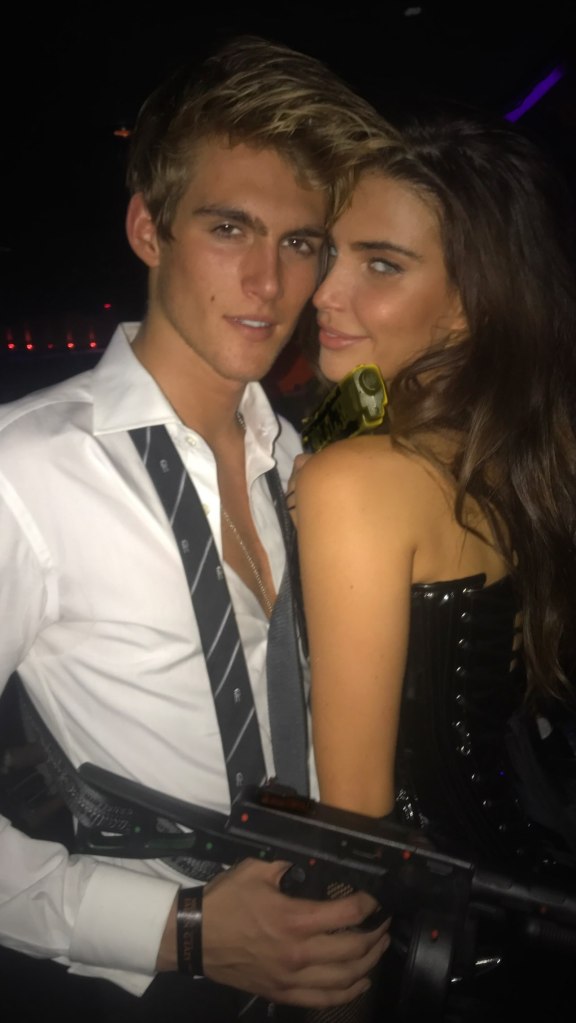 Presley Gerber and Charlotte D'Alessio dressed up as James Bond and a Bond Girl.