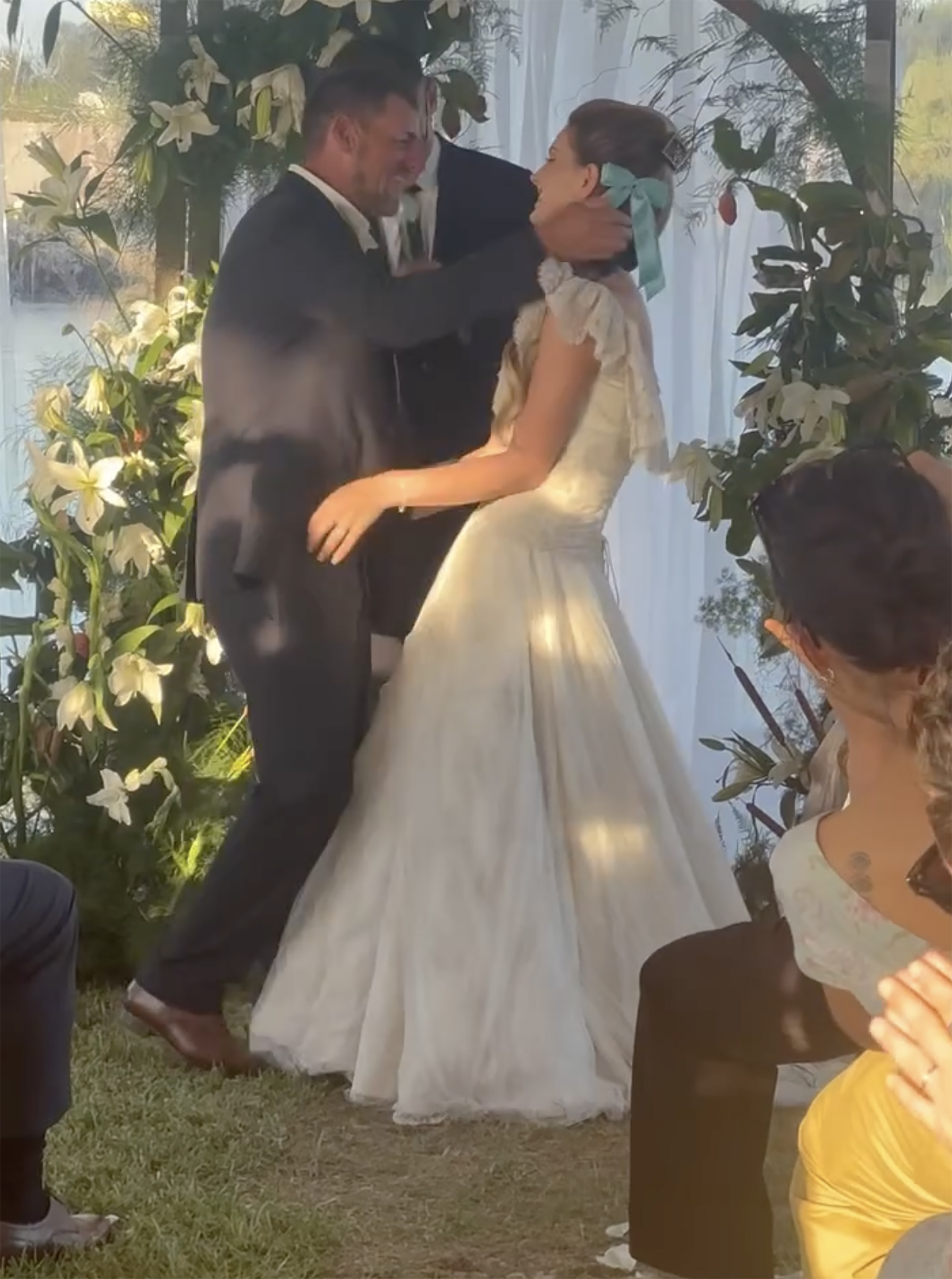 Lana Del Rey and Jeremy Dufrene embraced at their wedding ceremony.