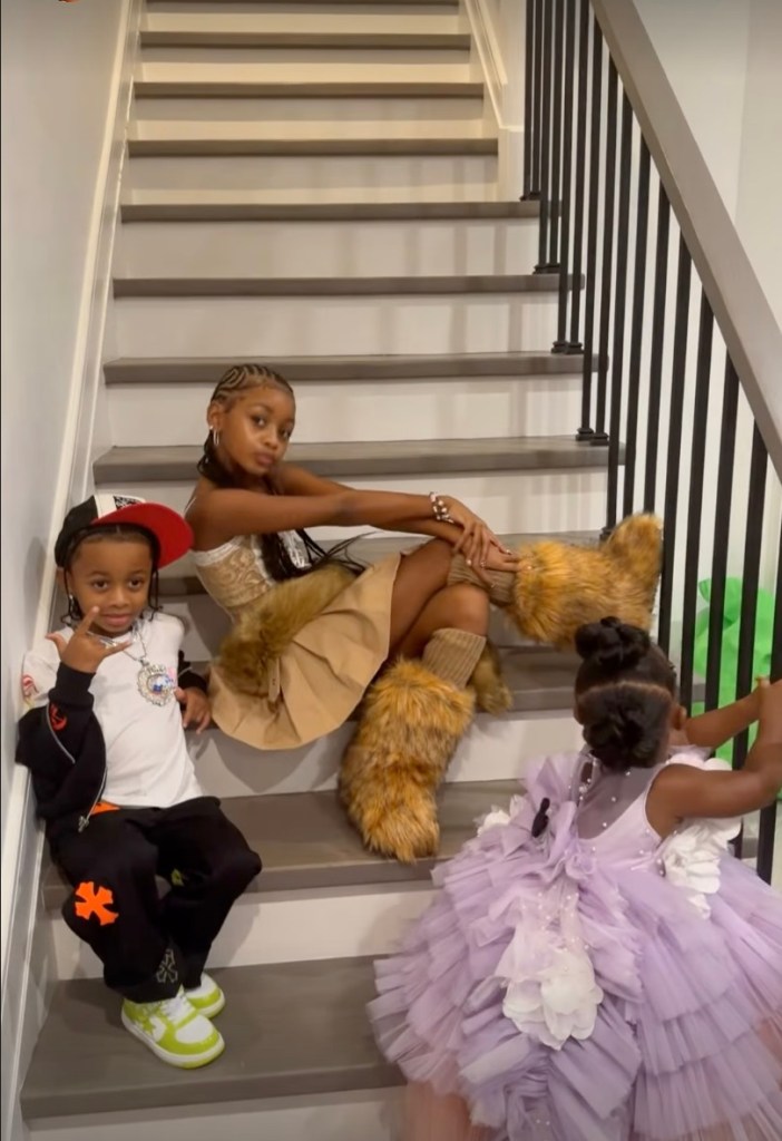 Cardi B and Offset's children on a staircase for their birthdays.