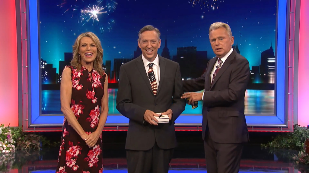 Jim Thornton being presented on Wheel of Fortune.