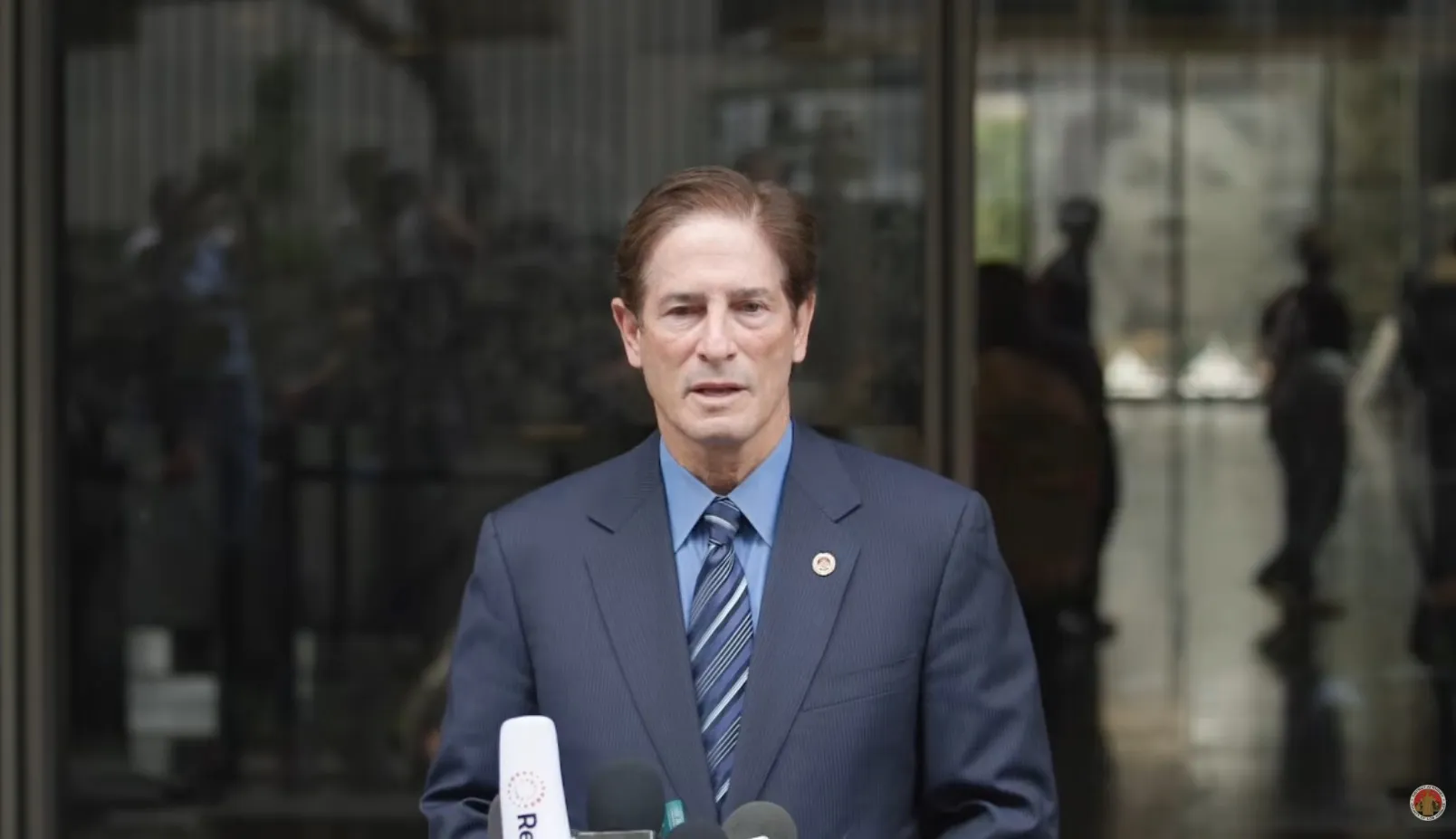 Los Angeles County District Attorney Nathan Hochman at a press conference.