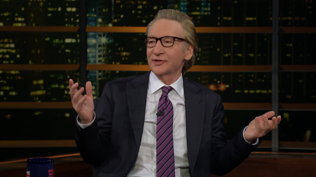 Comedian Bill Maher took aim at his own side of the aisle Friday night, mocking far-left critics who torched a struggling Massachusetts lesbian bar for daring to go mask-optional one night a week.