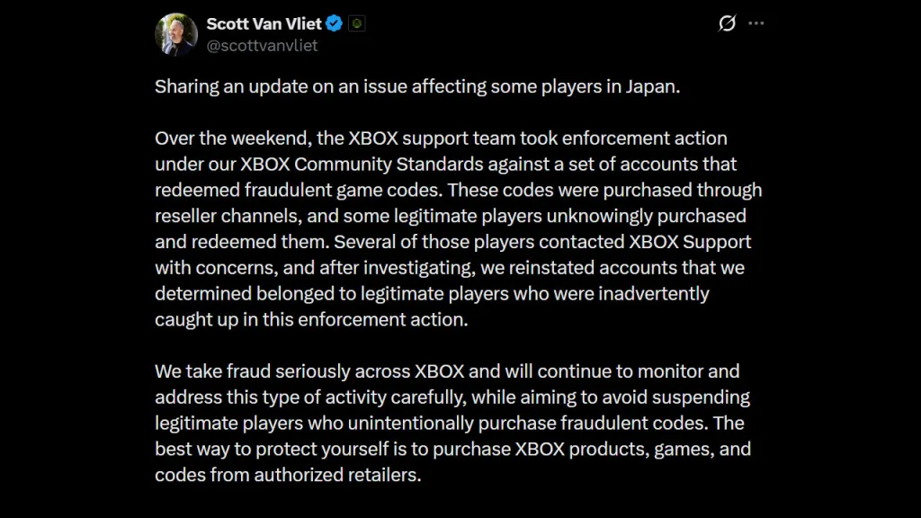 Xbox Responds to Player Bans in Japan