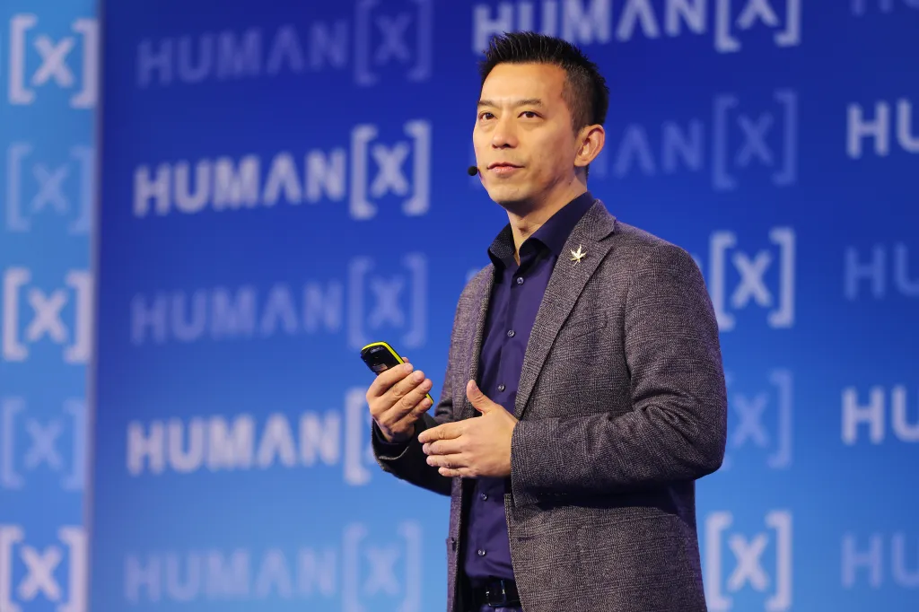 Ye Huang, General Manager of Solutions and Products, Central Europe at Alibaba Group, speaks on stage during 