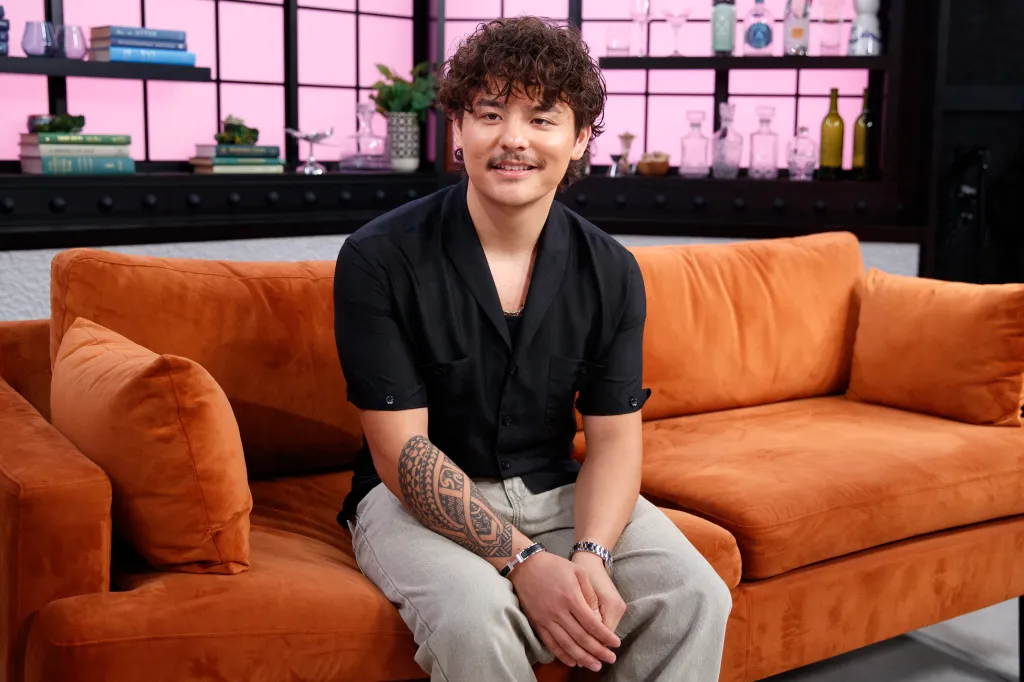 Collin Gosselin seated on an orange couch during a Page Six Virtual Reali-Tea interview.