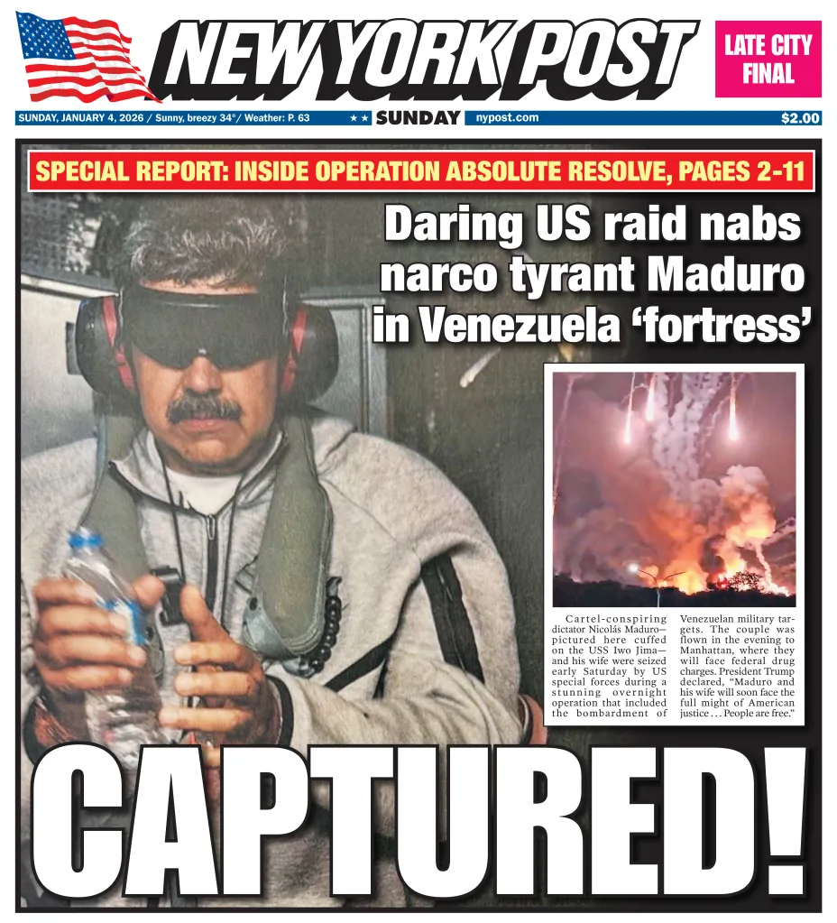 New York Post front page featuring the headline 