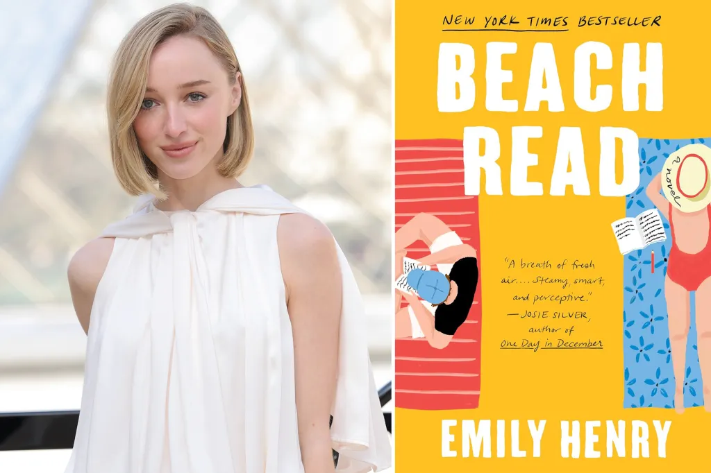 Collage of Phoebe Dynevor and the book cover for 