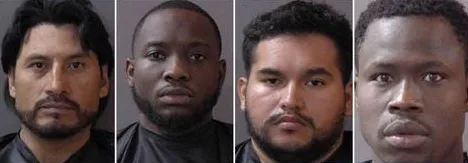 Collage of four police mugshots showing four men.