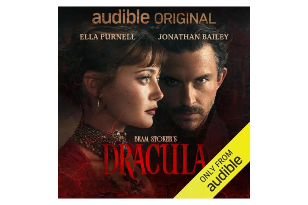 Audiobook cover featuring Ella Purnell and Jonathan Bailey for Bram Stoker's Dracula, an Audible Original.