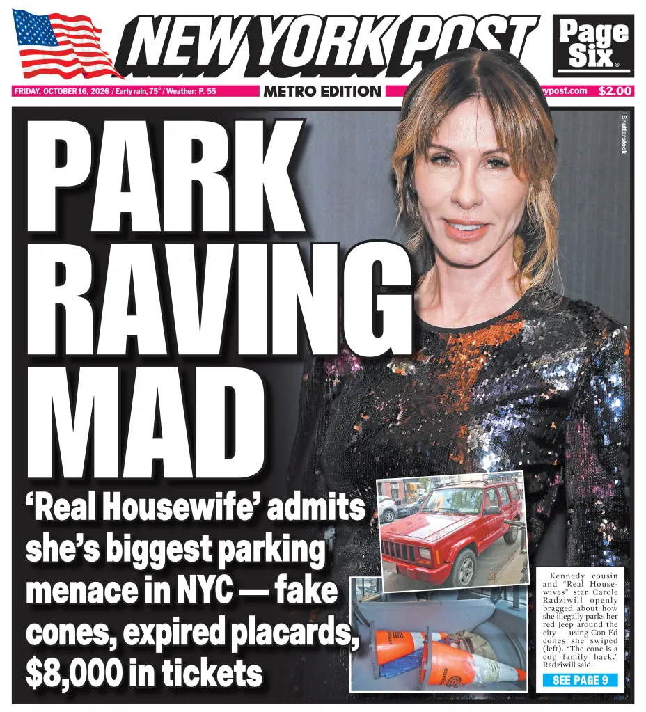 New York Post front page featuring Carole Radziwill with the headline