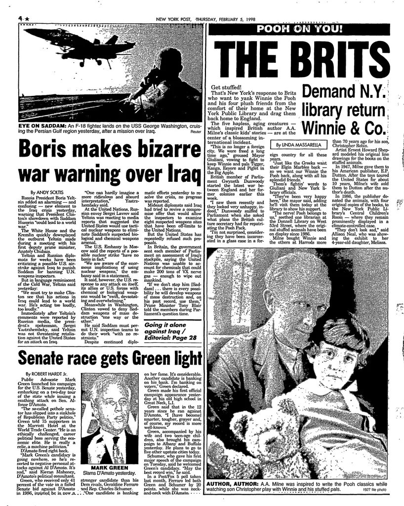 The New York Post newspaper in 1998.