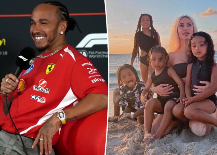 Lewis Hamilton makes rare comment on his relationship with Kim Kardashian’s 4 kids