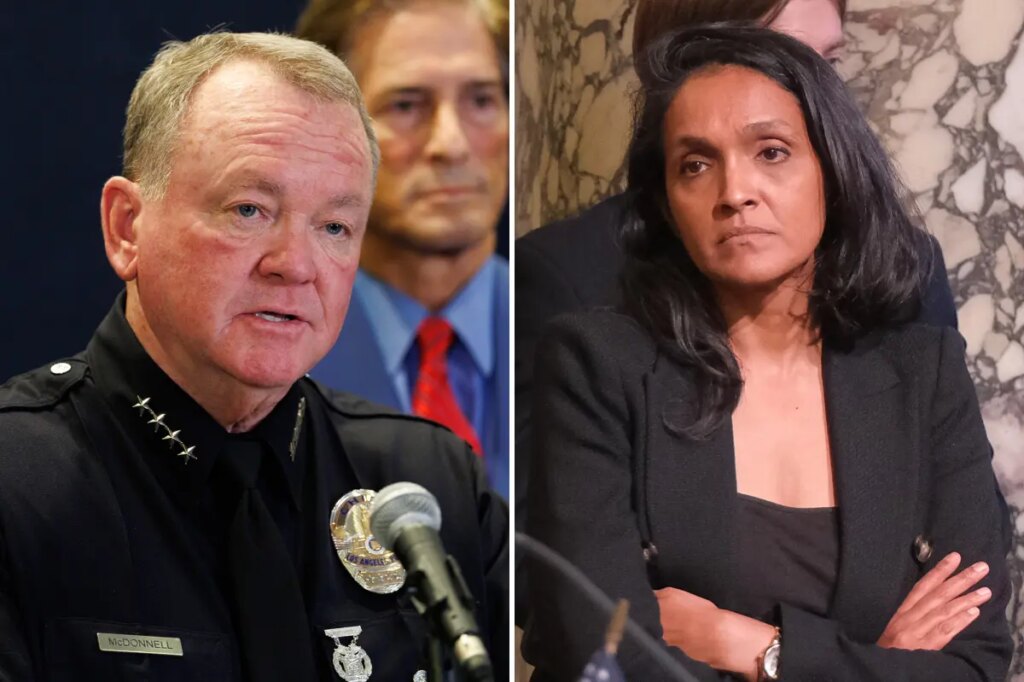 LAPD Chief Jim McDonnell slams Nithya Raman’s anti-cop message while he touts falling LA crime rate, debunks ICE cooperation claims