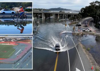 Monster tides flood Bay Area roads, backyards and football fields as coastal warning issued