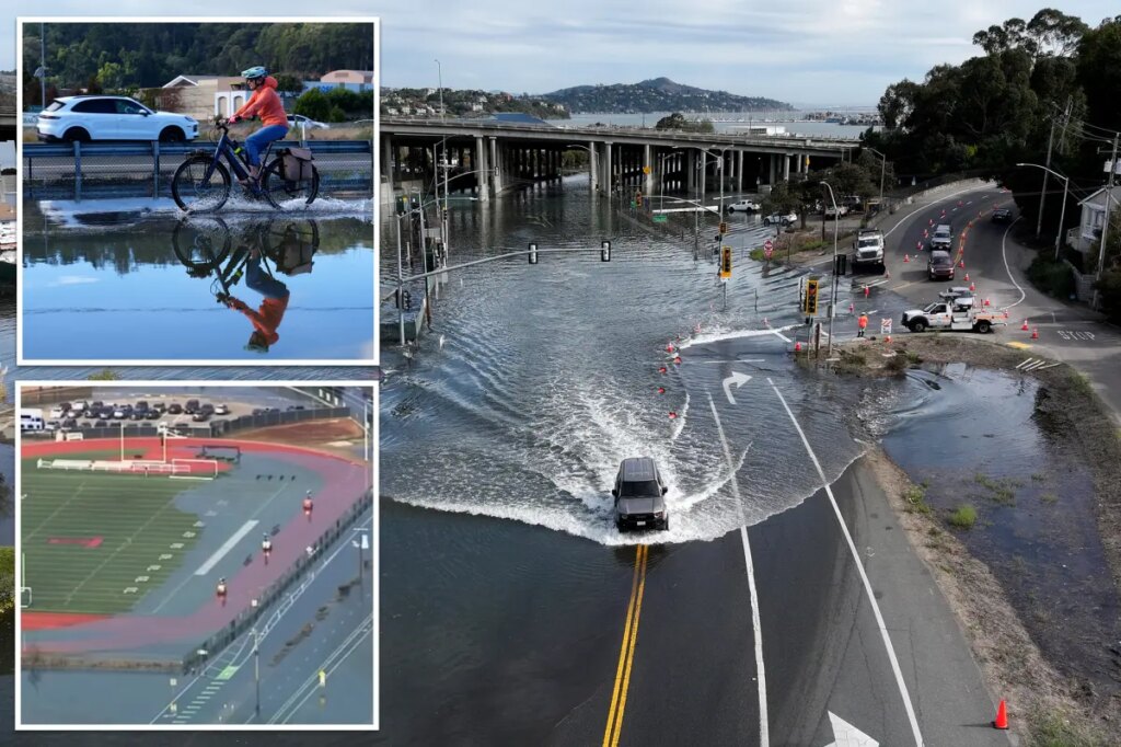 Monster tides flood Bay Area roads, backyards and football fields as coastal warning issued