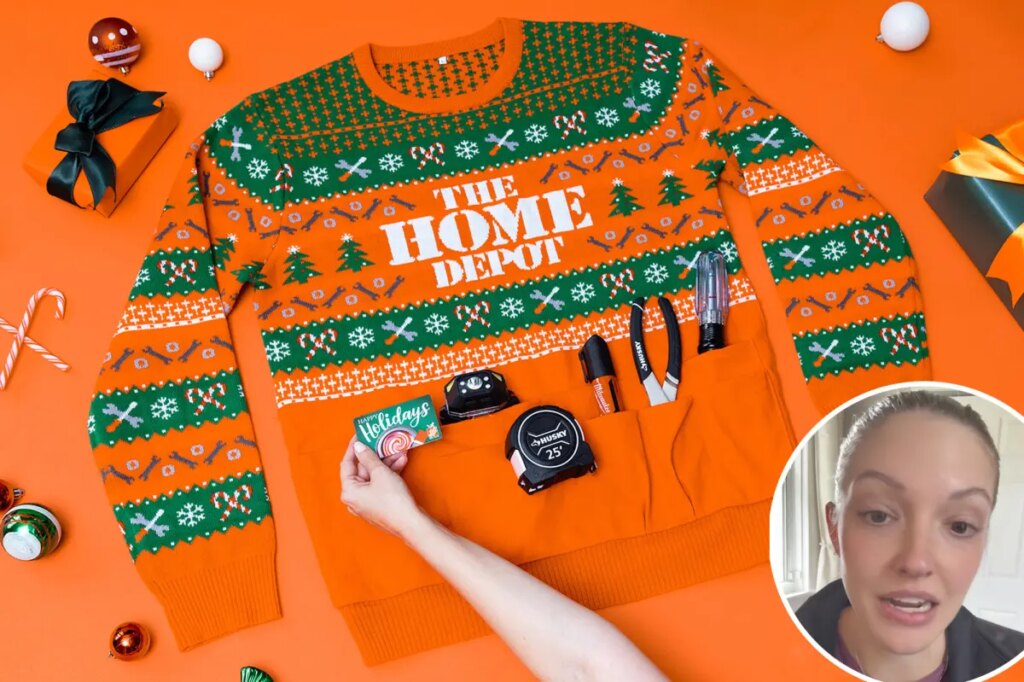 Home Depot released its first holiday sweater, complete with tool belt — and it’s already sold out