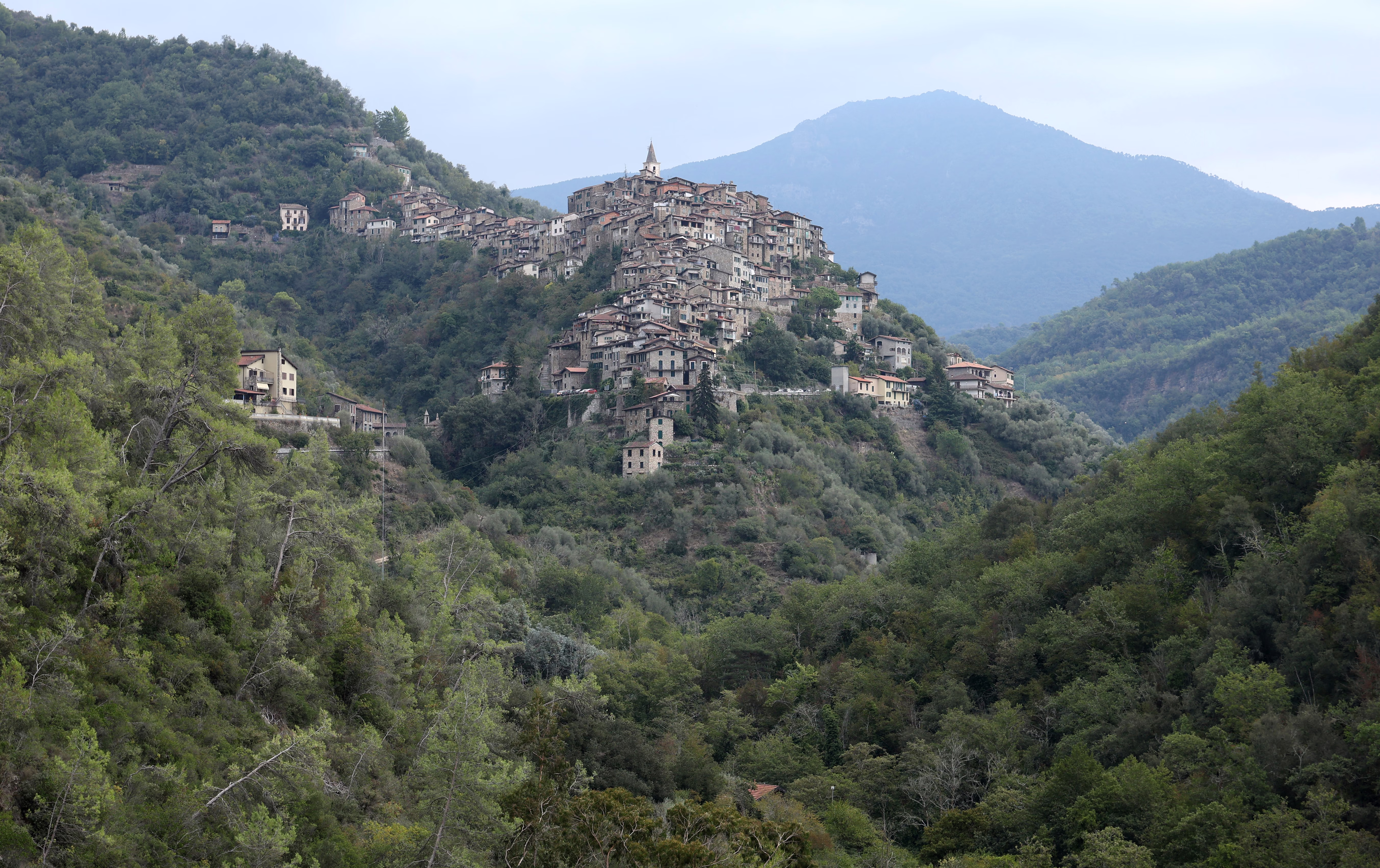 A medieval Italian village, perched on a hillside
