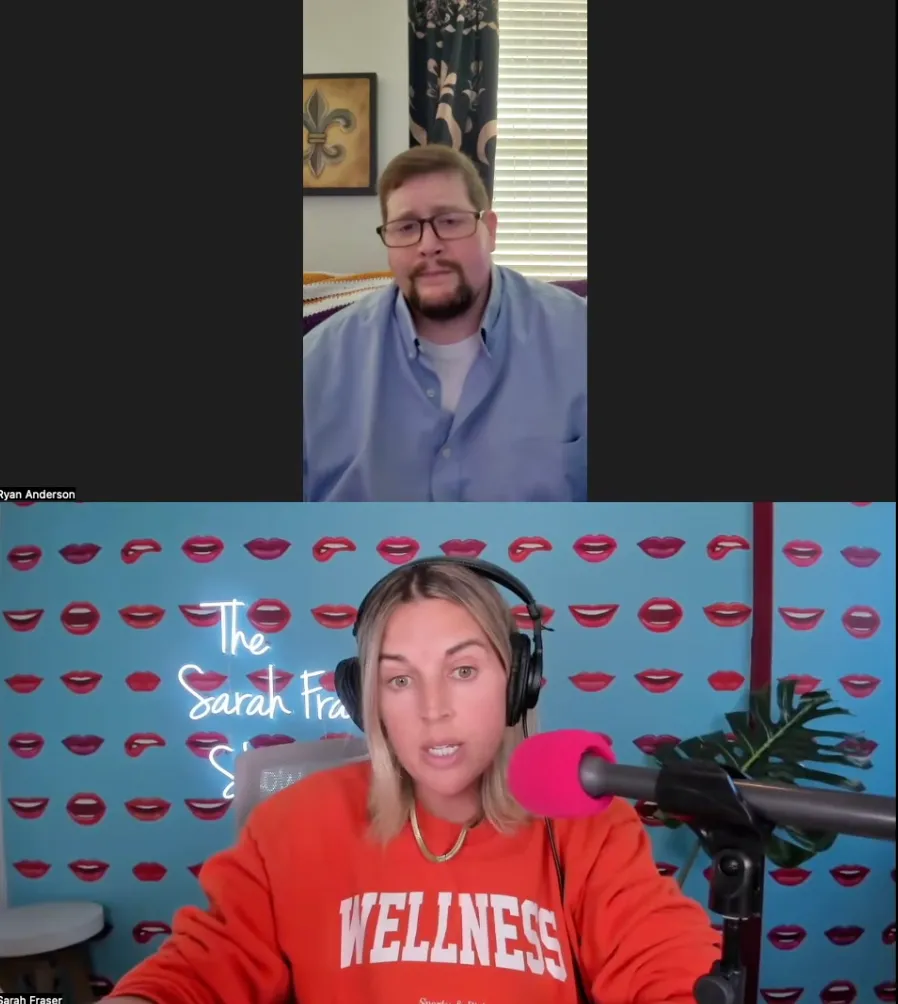 Screenshot of a video call between Ryan Anderson and Sarah Fraser.