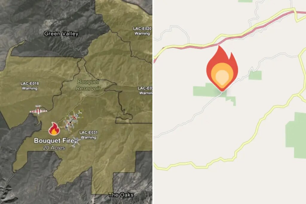 Fast-moving wildfire explodes in size near Santa Clarita as extreme heat wave grips SoCal