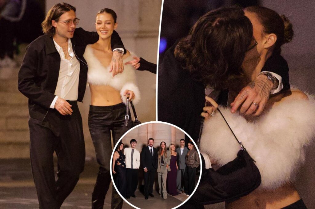 Brooklyn Beckham, Nicola Peltz smooch in Paris after snubbing Victoria’s fashion show amid family feud