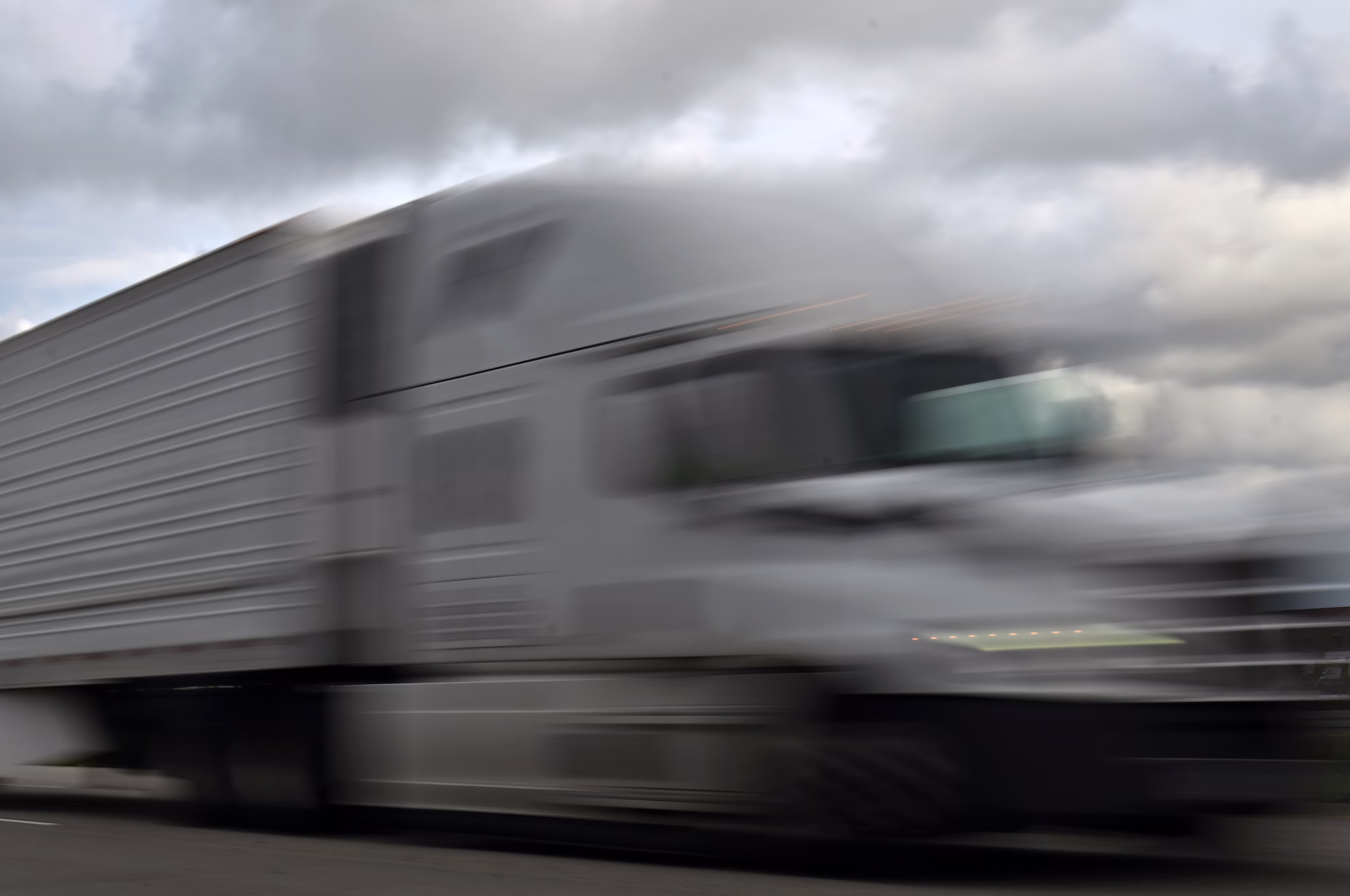 a truck driving fast