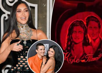 Kim Kardashian’s pumpkin portrait of Kylie Jenner, Timothée Chalamet features hilarious typo