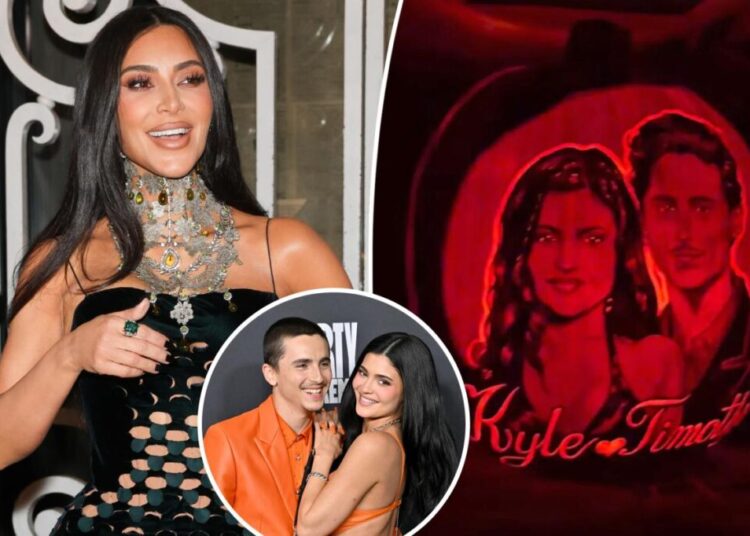 Kim Kardashian’s pumpkin portrait of Kylie Jenner, Timothée Chalamet features hilarious typo