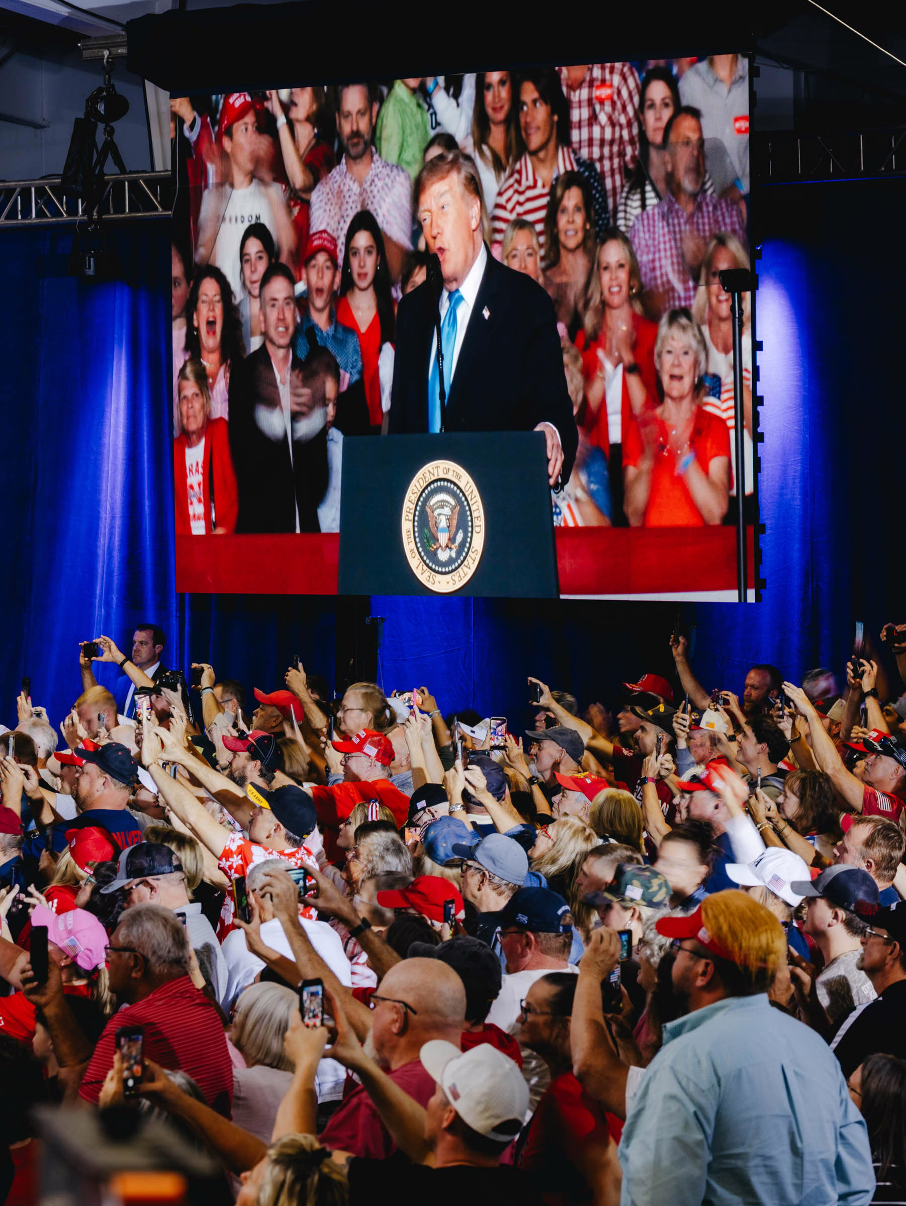 Donald Trump speaks to a crowd
