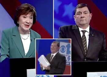 Troy Jackson trashes voter ID requirement, relies on big fat binder of notes in first Maine Senate debate with Susan Collins