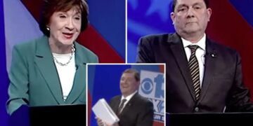 Troy Jackson trashes voter ID requirement, relies on big fat binder of notes in first Maine Senate debate with Susan Collins