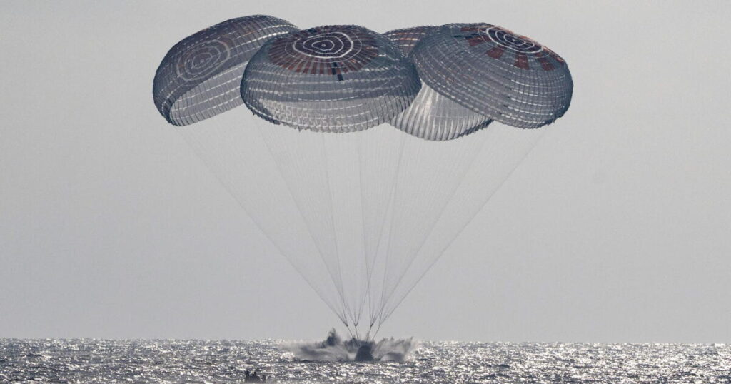 NASA’s SpaceX Crew-12 splashes down off L.A. coast after 100-million-mile orbital journey
