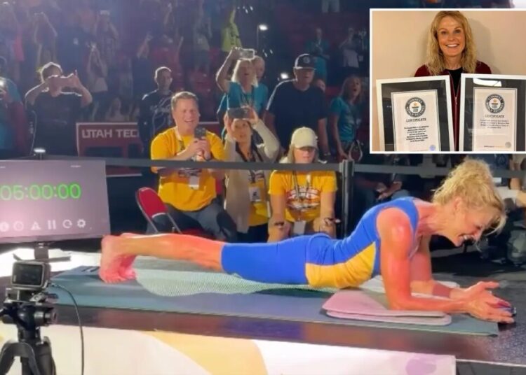 Grandmother of 12 smashes world record with five-hour abdominal plank