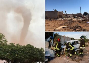 Wild video shows tornado rip through Sicilian city, injuring 11, destroying school and flipping cars