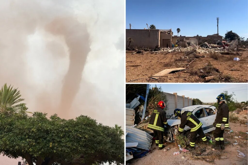 Wild video shows tornado rip through Sicilian city, injuring 11, destroying school and flipping cars