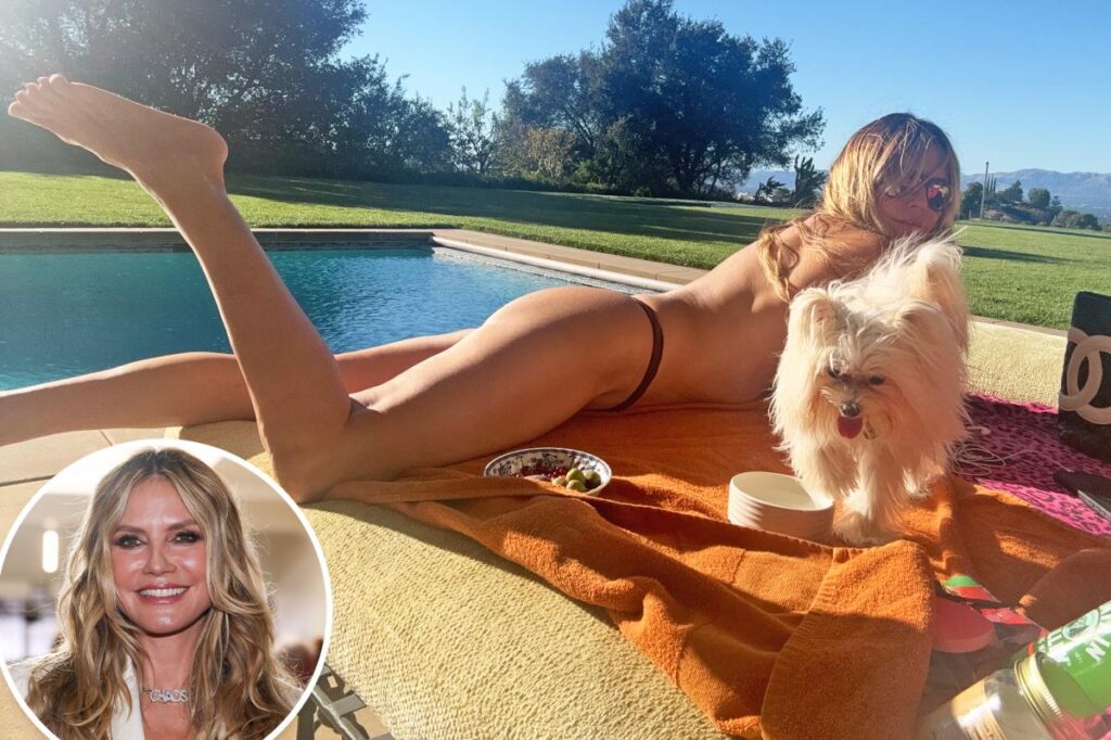 Heidi Klum ditches her top, sunbathes in nothing but a thong by the pool during LA heatwave