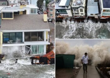 Harrowing scenes as California coast battered by gargantuan waves, residents ordered to leave