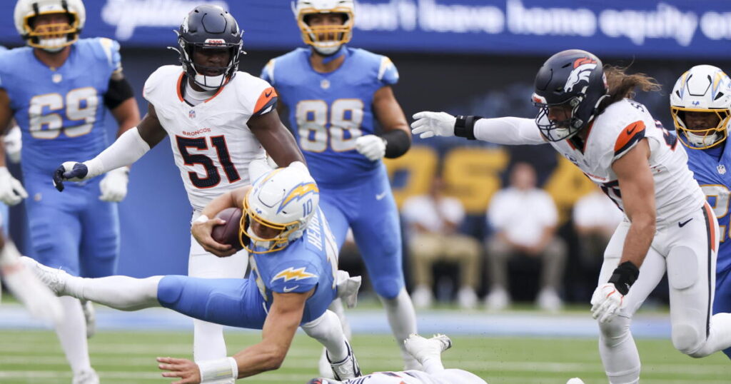 Justin Herbert’s fourth-quarter meltdown dooms winless Chargers in loss to Broncos