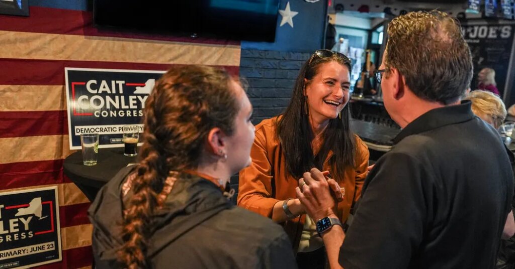 To Flip a G.O.P. House Seat, Cait Conley Leans on Her Military Résumé