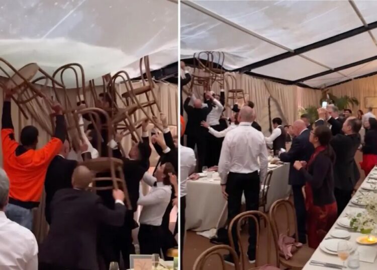 Quick-thinking wedding guests take matters into own hands to save reception from flooding