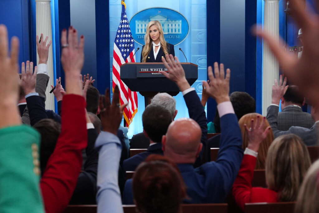 Katie Zacharia calls on Trump-friendly outlets in brief debut as press secretary