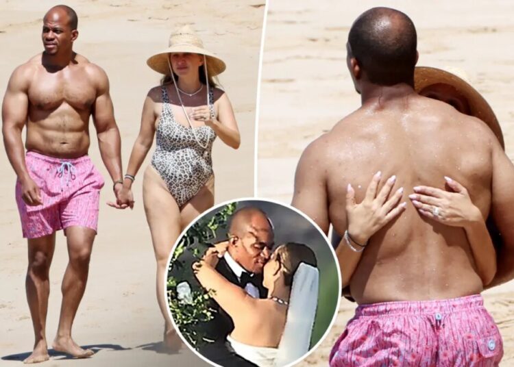 Jennifer Meyer and new husband Geoffrey Ogunlesi get handsy on Hawaii beach just hours after tying the knot